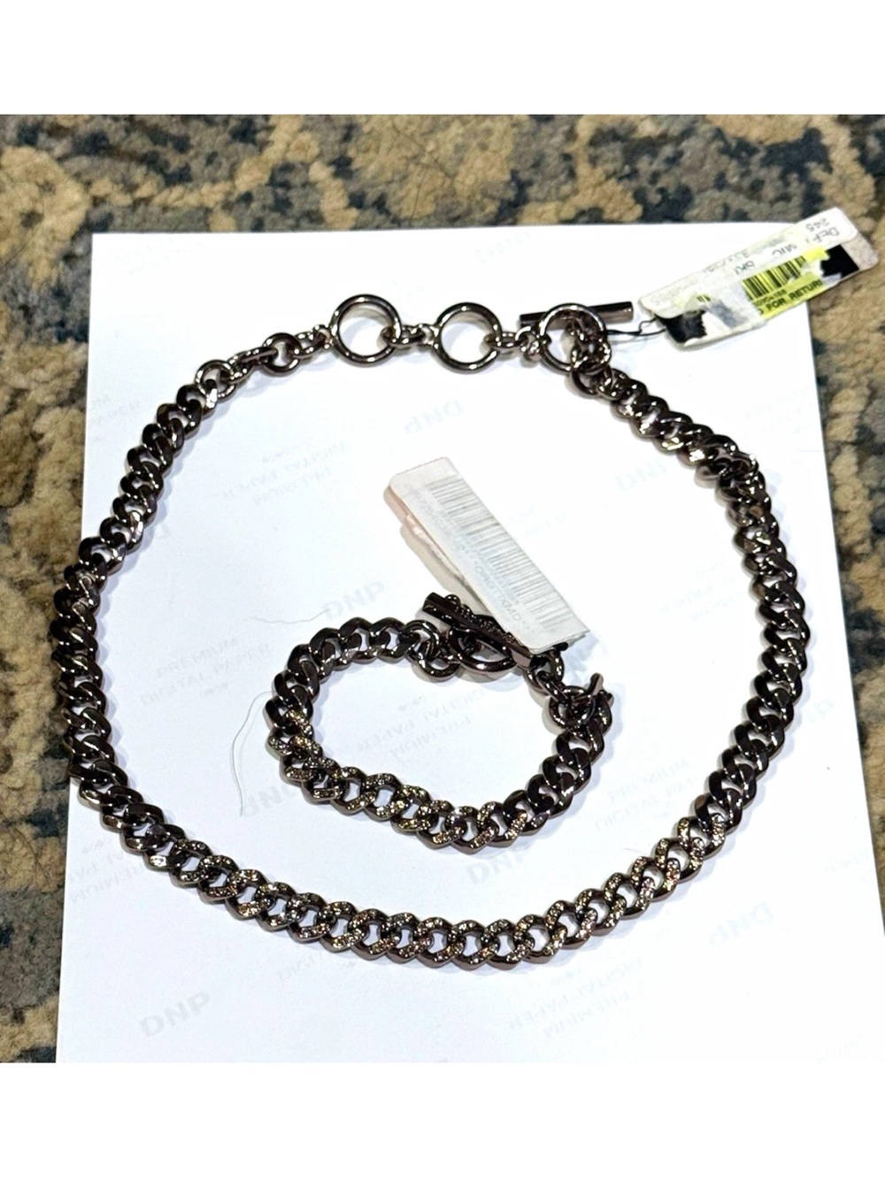 Givenchy Gunmetal Chain Necklace and Bracelet Set